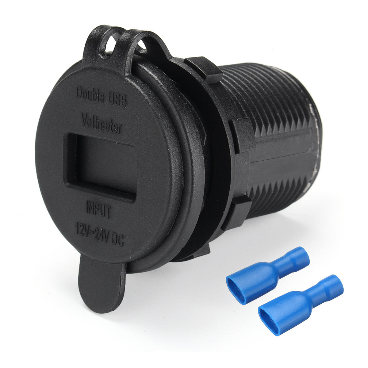 12V-24V Dual USB Charger Socket Adapter with 3.1A Voltage Voltmeter for Motorcycle, Car, Boat, Marine