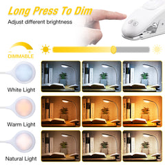 Dimmable LED Touch Reading Lamp with USB Clamp for Bed and Desk