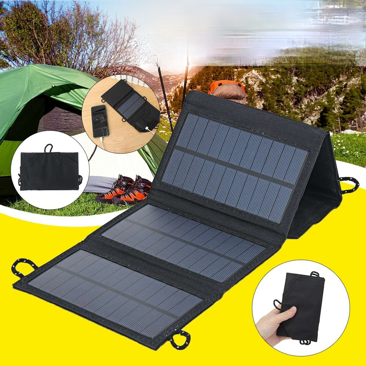 Foldable 50W Solar Panel Charger for Camping and Hiking Power Supply