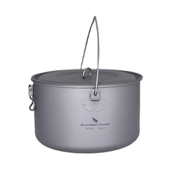 Large Capacity Titanium Camping Pot - Portable Outdoor Hanging Pot & Picnic Water Cup