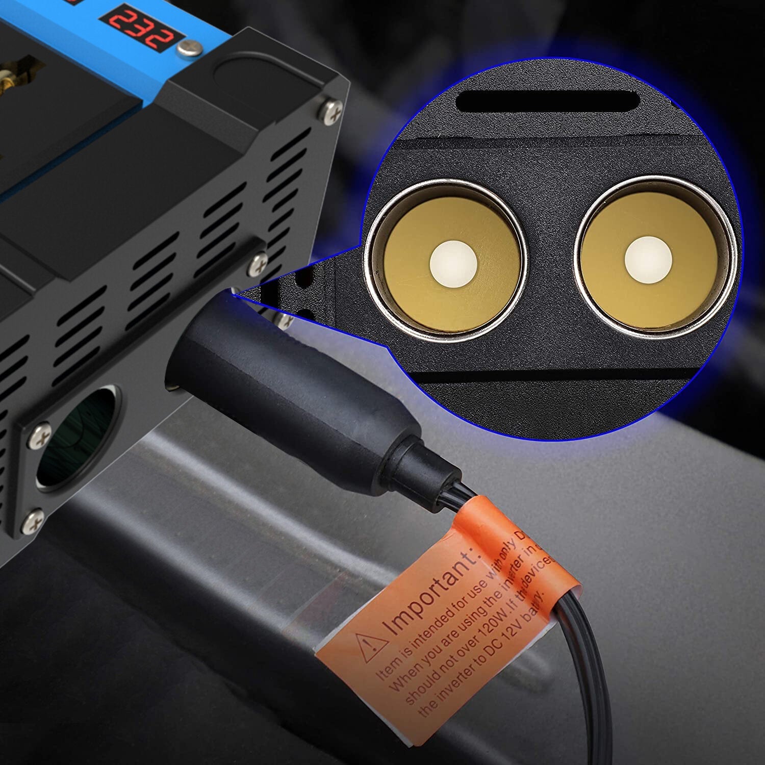 1200W Peak Car Power Inverter DC 12V to AC 110/220V, 4 USB Ports, Modified Sine Wave, LCD Screen