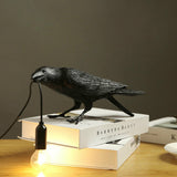 Black/White Resin Crow Table Lamps - Bird Desk Lamp & Bedroom Wall Sconce Light Fixtures