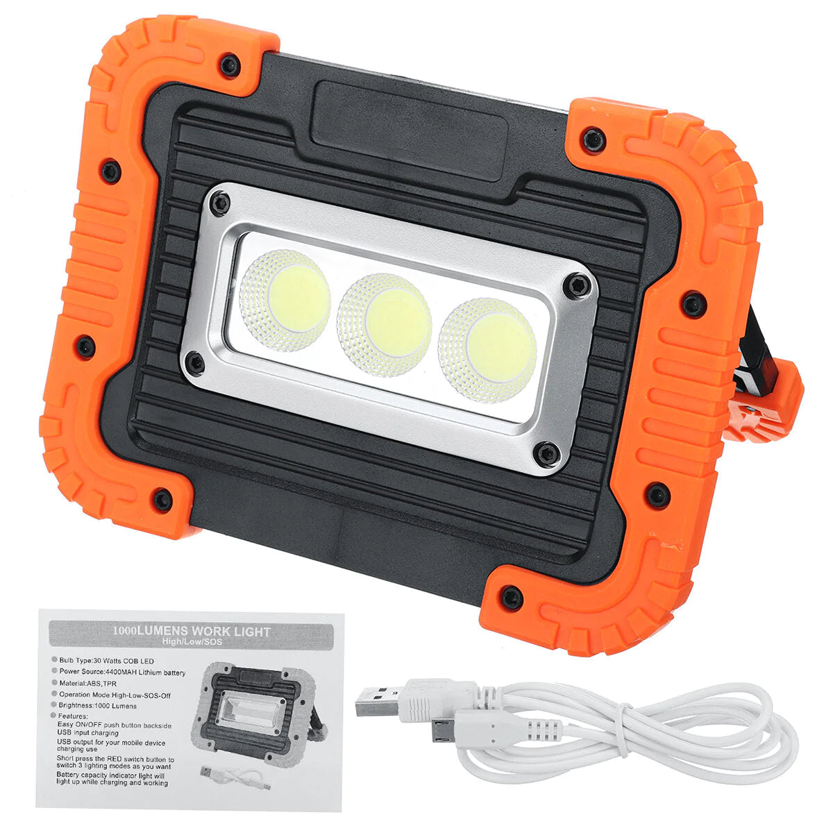 10W COB LED Rechargeable Floodlight - Outdoor Camping Work Lamp with Charging Function