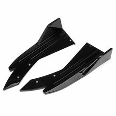 2Pcs Universal Glossy Black Anti-Scratch Car Rear Bumper Lip Wrap Angle Splitters