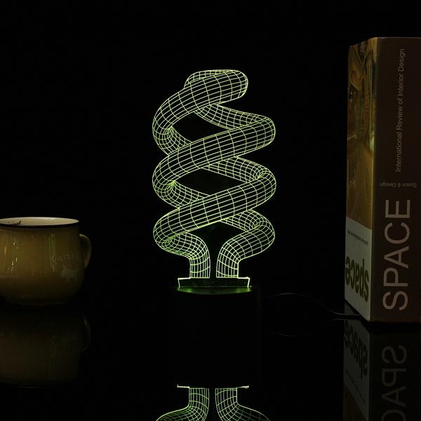 3D Tornado Illusion LED Desk Light - USB, 7 Color Changing Night Lamp