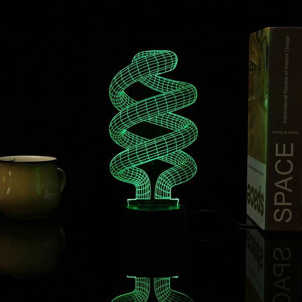 3D Tornado Illusion LED Desk Light - USB, 7 Color Changing Night Lamp