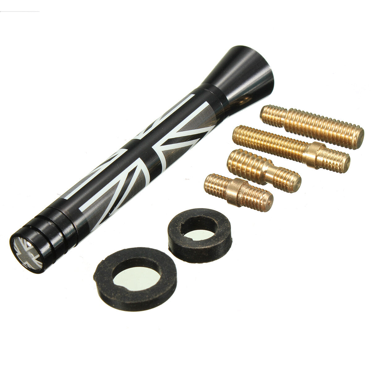 Union Jack UK GER Flag Carbon Fiber Car Antenna - 7.7cm/10.7cm