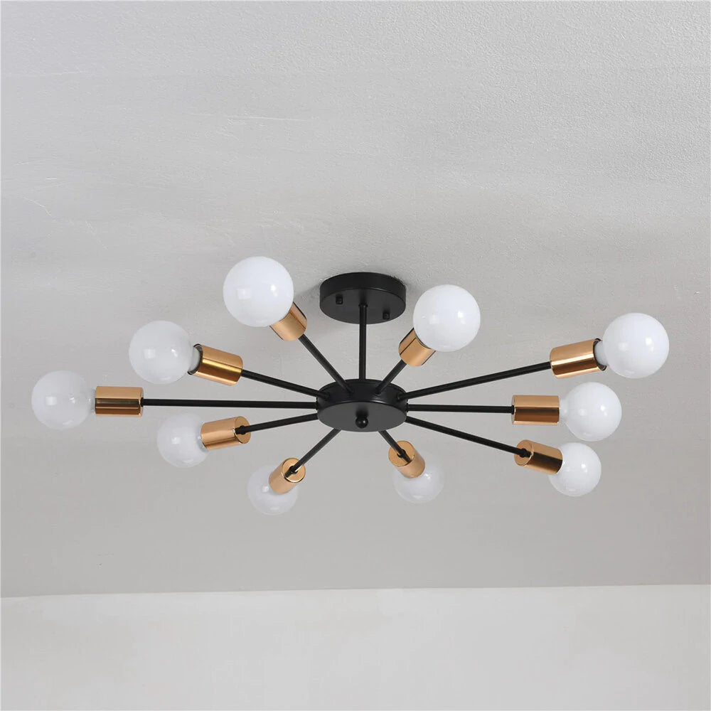 Moderner Sputnik-Kronleuchter mit 10 Lichtern, Deckenleuchte in Bronze, rustikales Design für Schlafzimmer, Küche, Esszimmer, Wohnzimmer