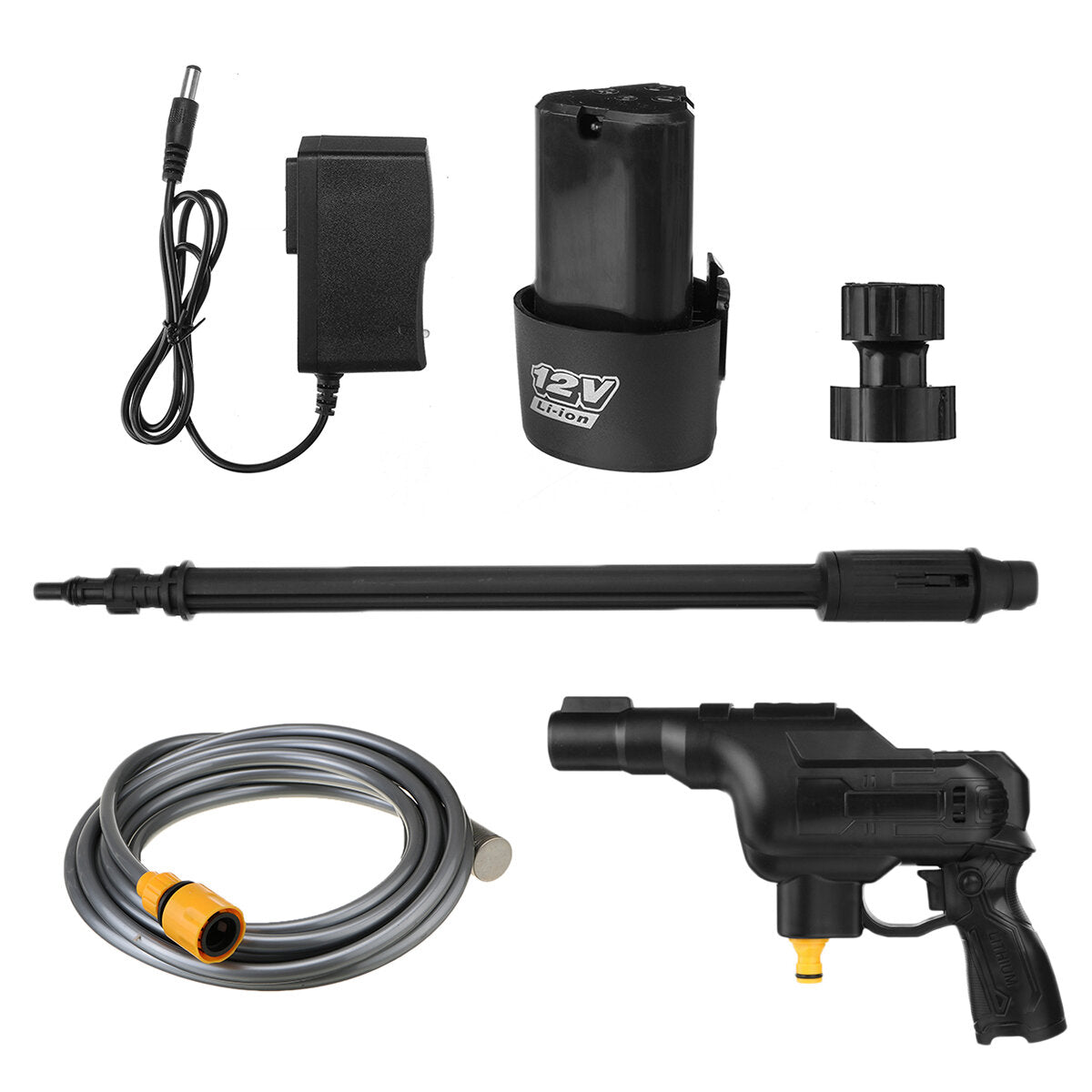 12V Cordless Electric Pressure Washer Gun with Battery - Water Hose Cleaning Tool