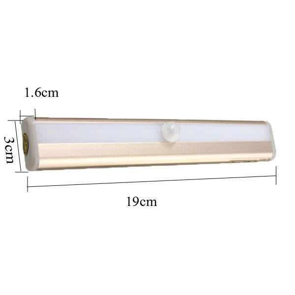 10 LED Cabinet Light with PIR Motion Sensor for Closet, Cupboard, and Night Use - 6V LED Strip Light