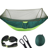 Portable Camping Hammock with Mosquito Net and Pop-Up Light - Outdoor Parachute Fabric