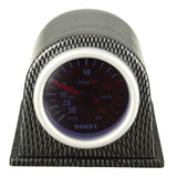 2" 52mm Universal Turbo Boost Gauge Meter with Carbon Fiber Holder, Smoke Face, PSI