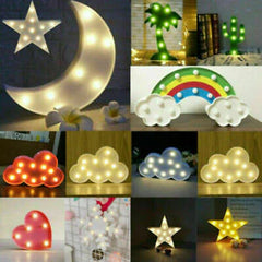 LED Night Light for Kids - Moon, Star, Cloud Design for Bedroom, Bedside Lamp, Room, and Party Decorations