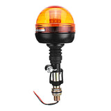 Amber Rotating Flashing Beacon Light - Flexible DIN Pole Mount for Tractors and Work Vehicles