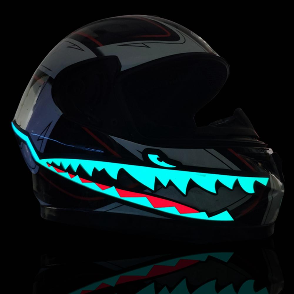 LED Motorcycle Helmet Light Strip - Flashing Shark Mouth, Night Signal, Durable, Waterproof, Luminous