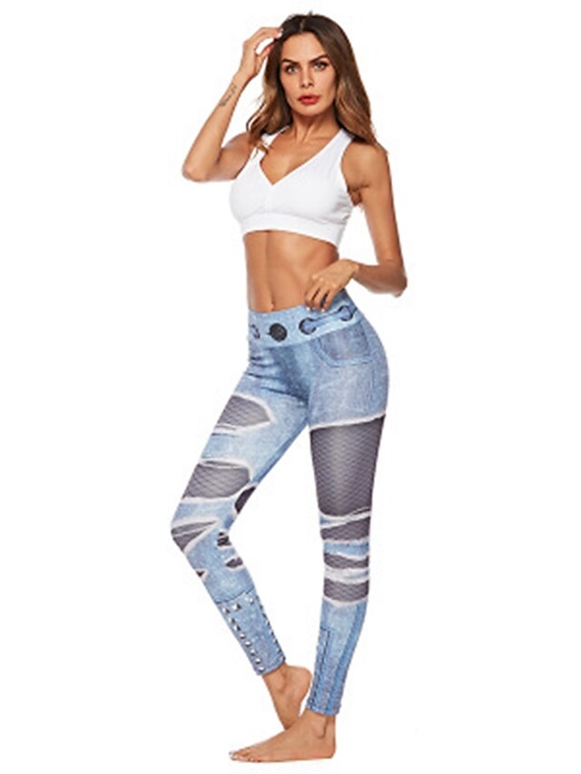 Girls' Mid Waist Stretchy Sports Pants - Casual Novelty Print