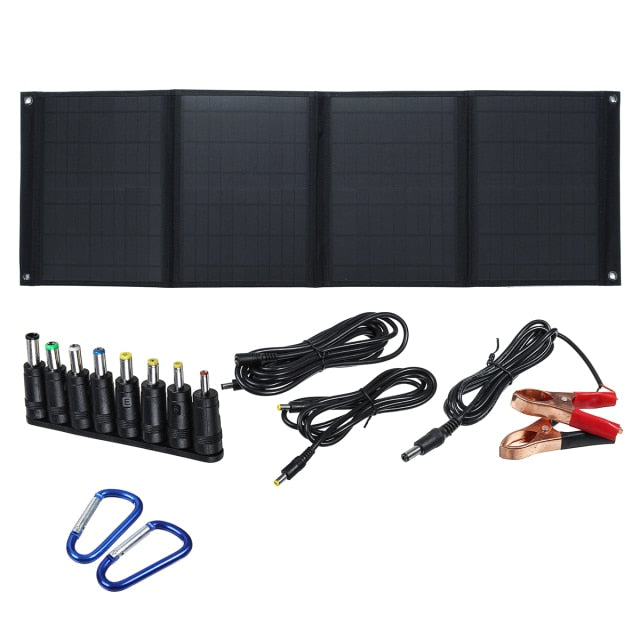 Faltbares Solarmodul, 100 W – tragbares 12-V-/5-V-Batterieladegerät mit zwei USB-Anschlüssen, wasserdicht für den Außenbereich