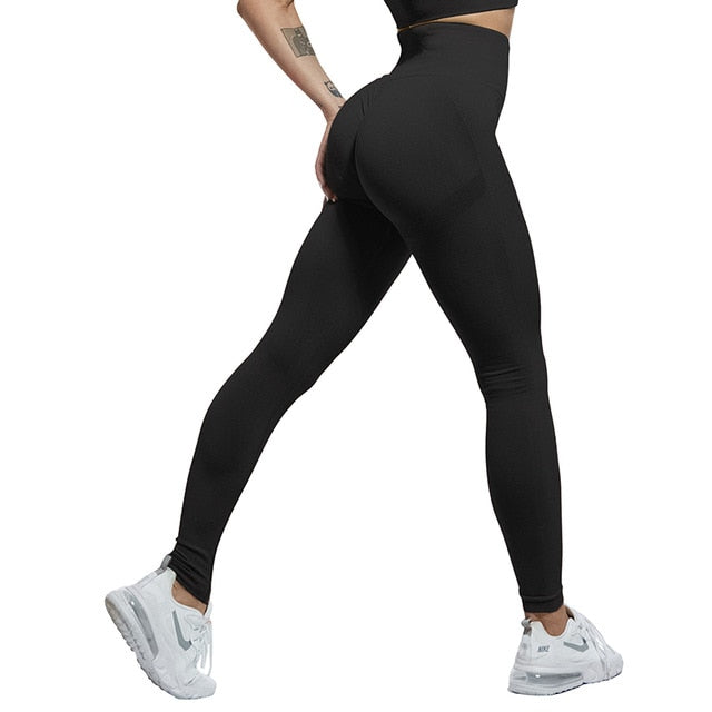 Sexy Women Bubble Butt Push Up High Waist Seamless Fitness Leggings