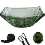 Portable Camping Hammock with Mosquito Net and Pop-Up Light - Outdoor Parachute Fabric