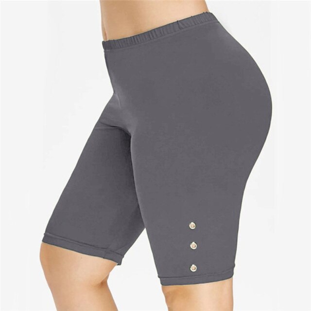 Stretch-Bikershorts für Damen – hohe Taille, knielang, Fitness-Workout, Polyester, Größen S-2XL